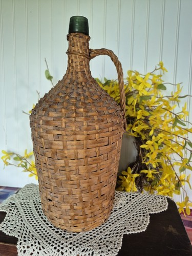 Vintage wicker wrapped - wicker-wrapped, green