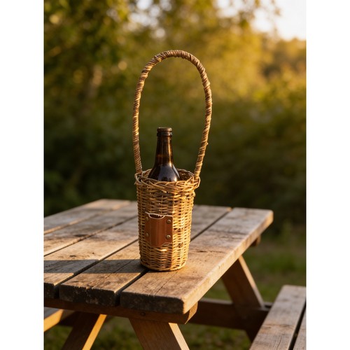 Vintage woven wicker wine - vintage,
