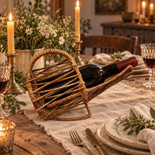 Rustic woven wicker - rustic, wine